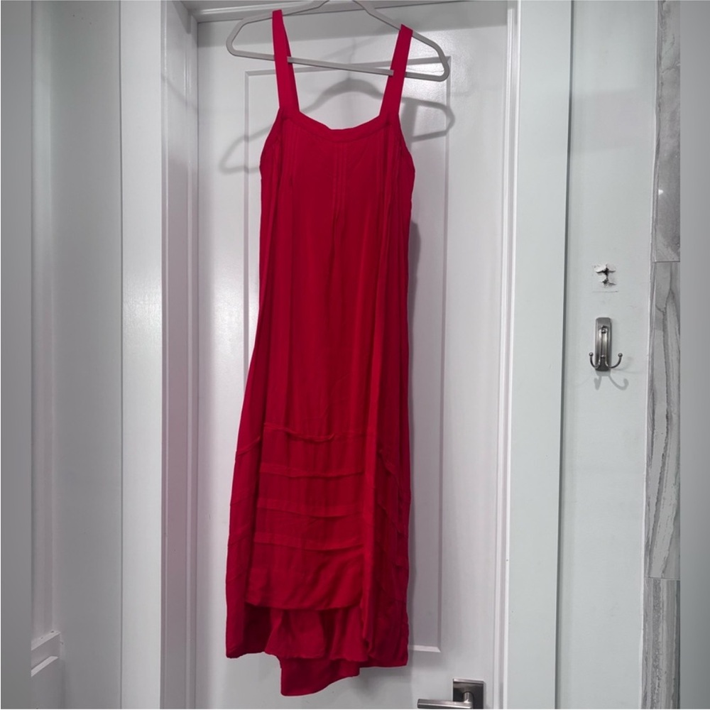 red pintuck maxi sundress